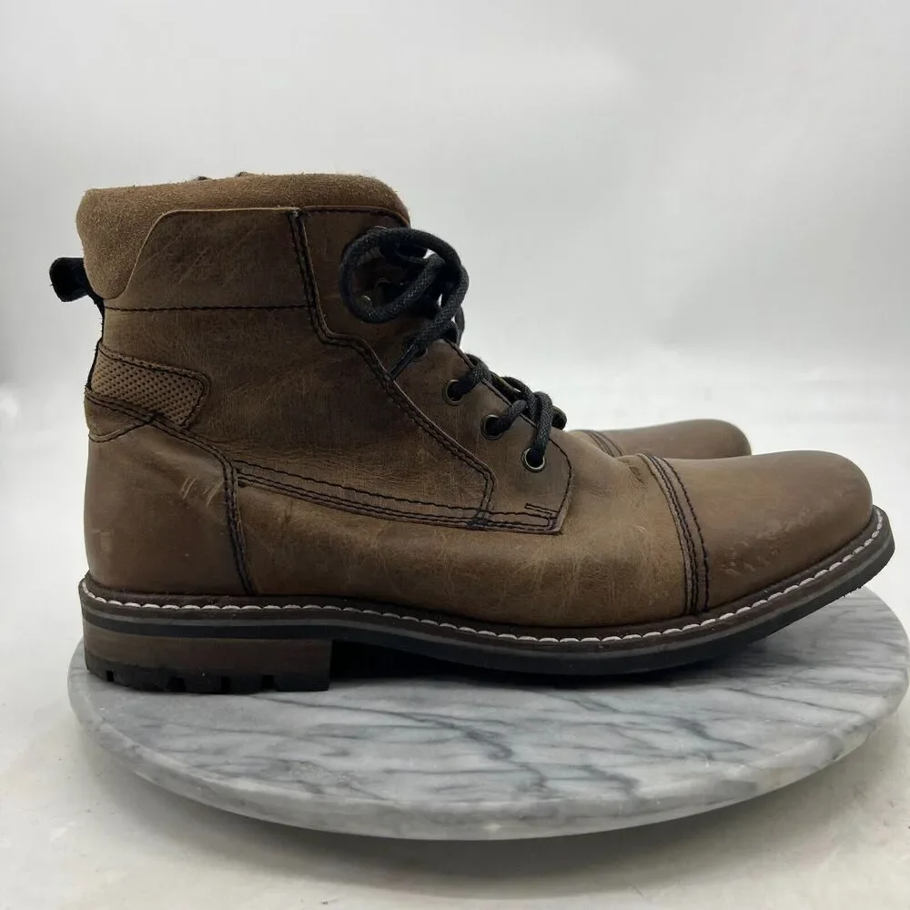Outpost Makers Lucas Boots Mens 12 Brown Leather Cap Toe Flannel Lined Work Shoe